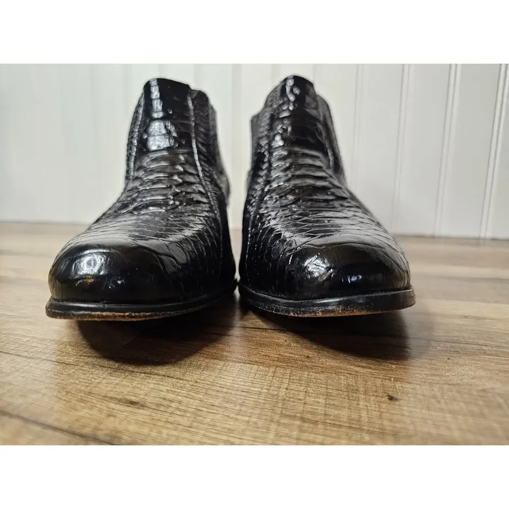 Stacy Adams Men's Sandoval Cuban Heeled Ankle Boot‎ Black Men's 8.5 Crocodile